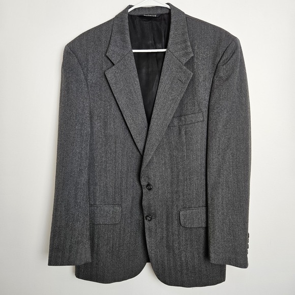 Burberry Mens Sz 42 Gray Wool Blazer Suit Jacket Sport Coat 2B VTG 90s Union USA